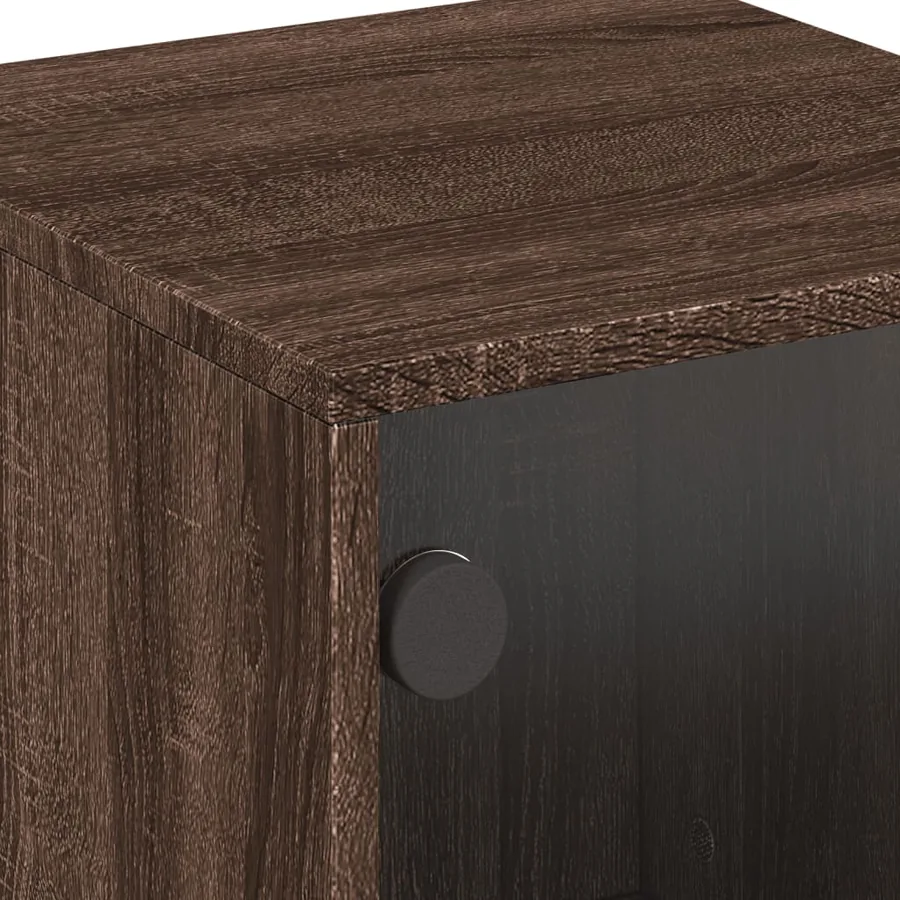 Tables de chevet et portes vitrées 2pcs chêne marron 35x37x50cm - 10
