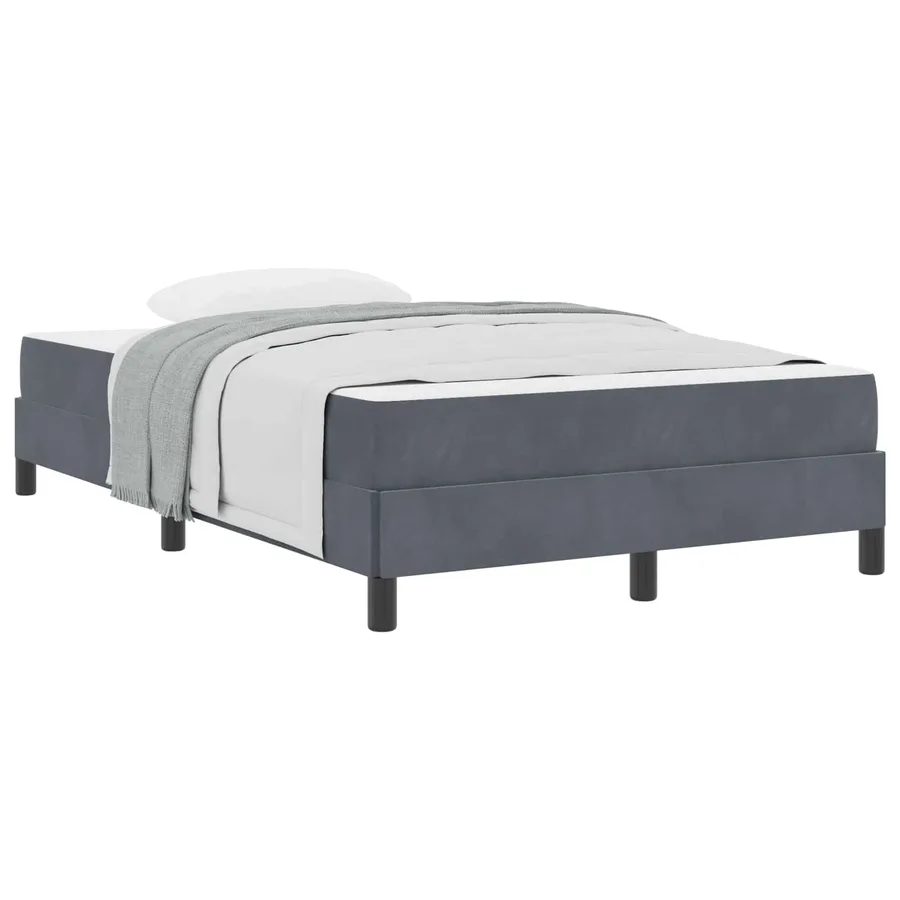 Lit à ressorts avec matelas Gris foncé 120 x 190 cm tissu - 3