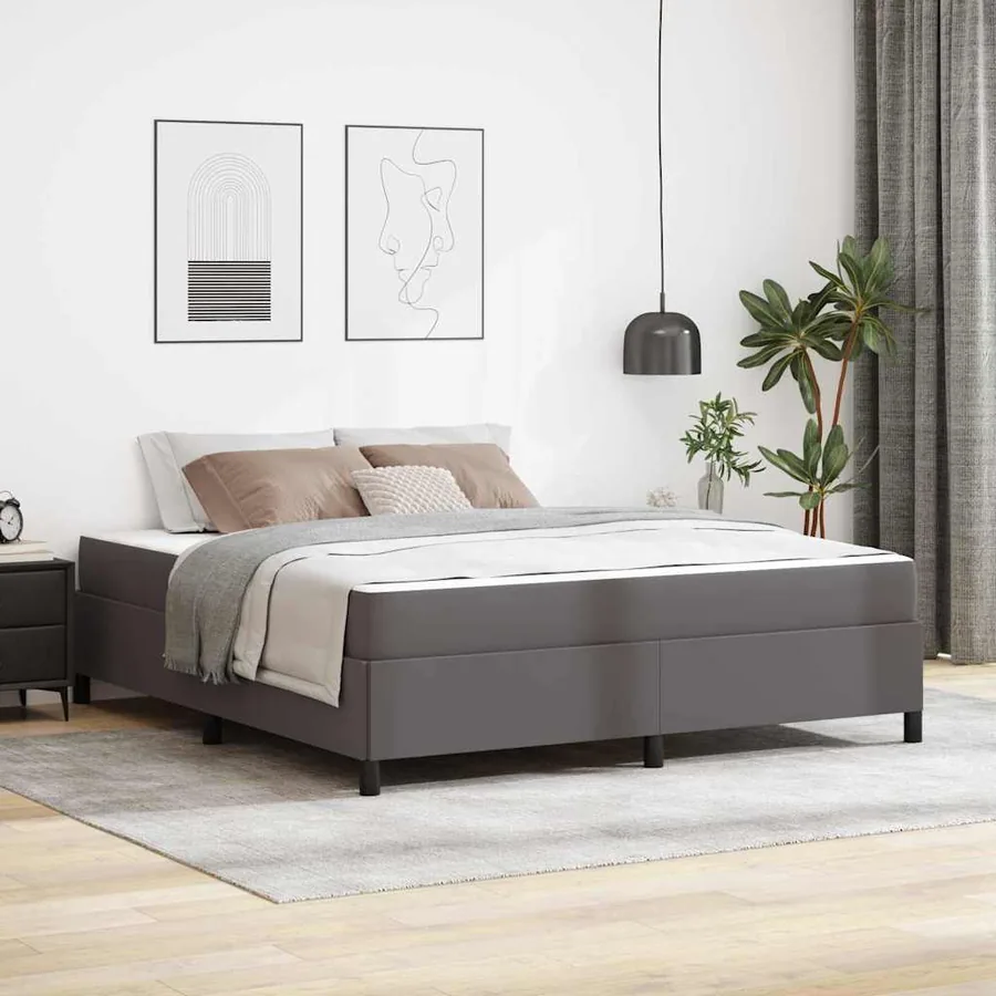 Cadre de lit avec matelas Gris 180 x 200 cm tissu