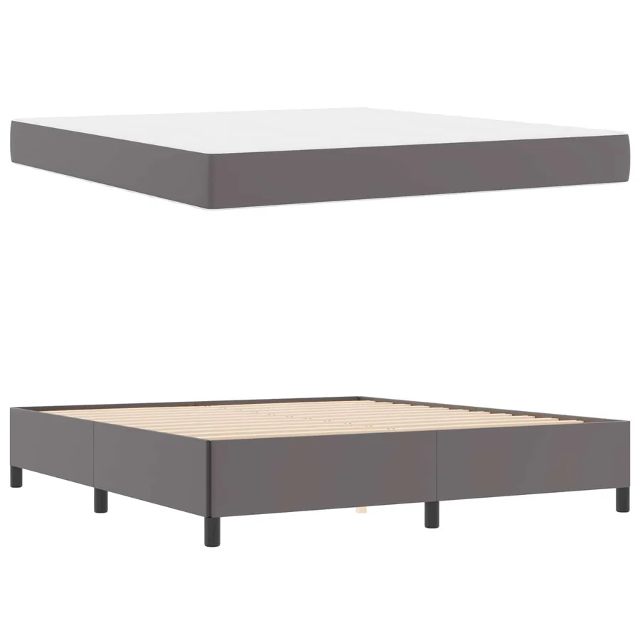 Cadre de lit avec matelas Gris 180 x 200 cm tissu - 5