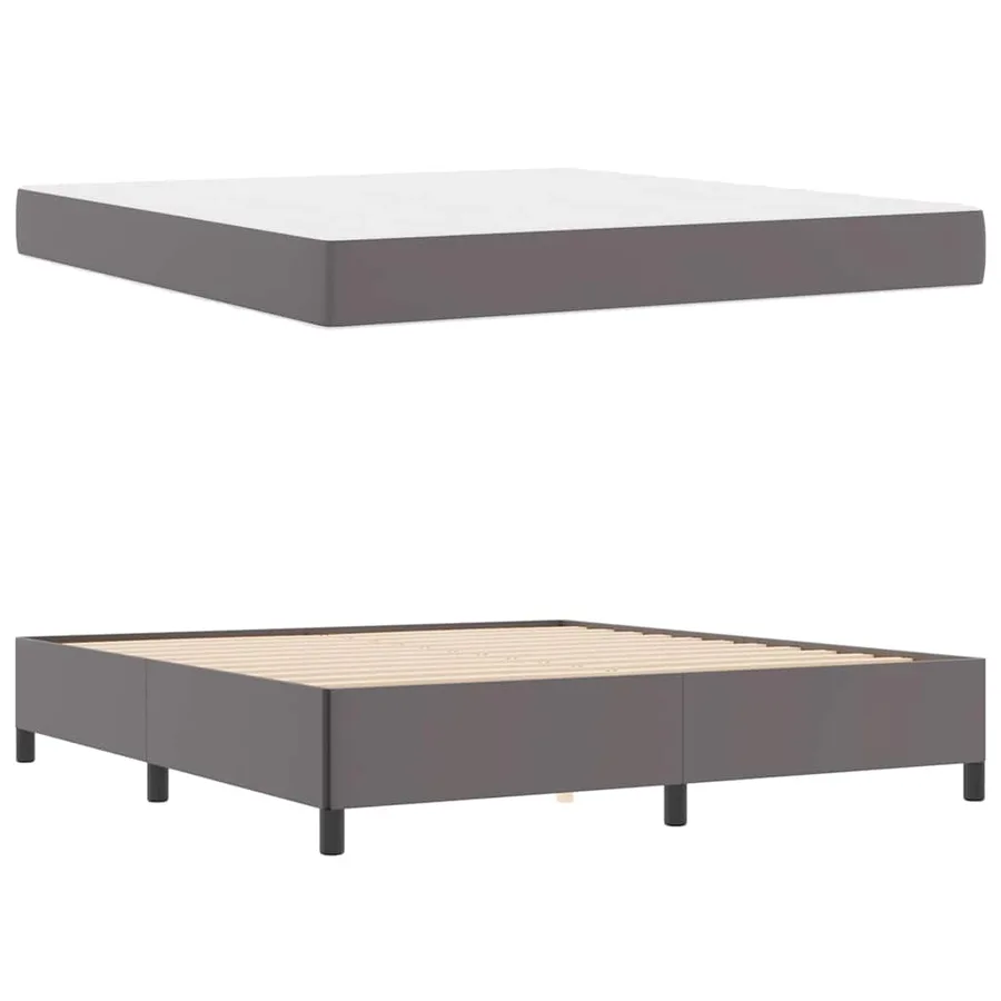 Cadre de lit avec matelas Gris 180 x 200 cm tissu - 6