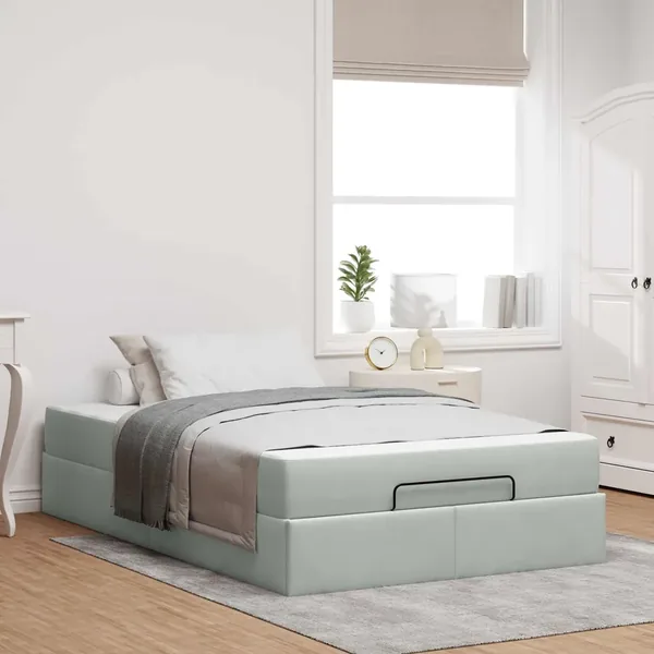 Cadre de lit avec matelas 2 pcs Gris clair Velours