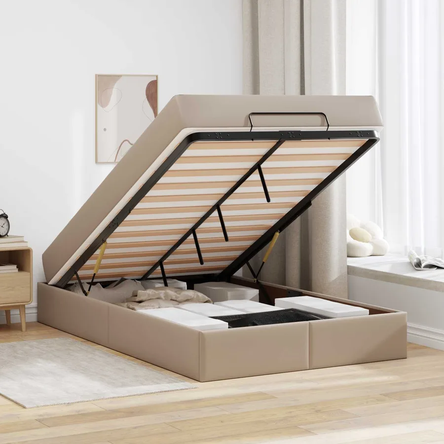 Cadre de lit avec matelas Autre 2 pcs Tan PVC - 4