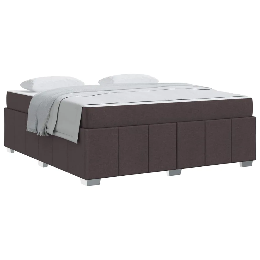 Cadre de lit avec matelas Marron foncé 180 x 200 cm tissu - 2
