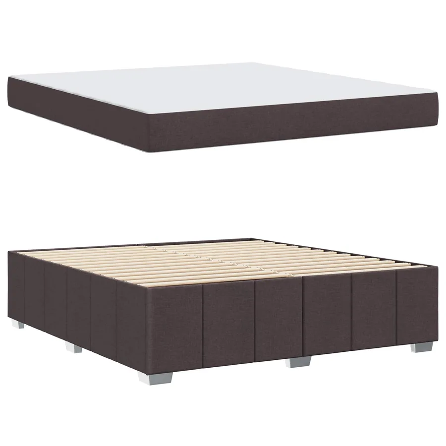 Cadre de lit avec matelas Marron foncé 180 x 200 cm tissu - 5