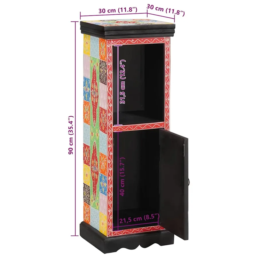 Commode Multicolore 30 x 30 x 90 cm Bois de mangue massif - 11