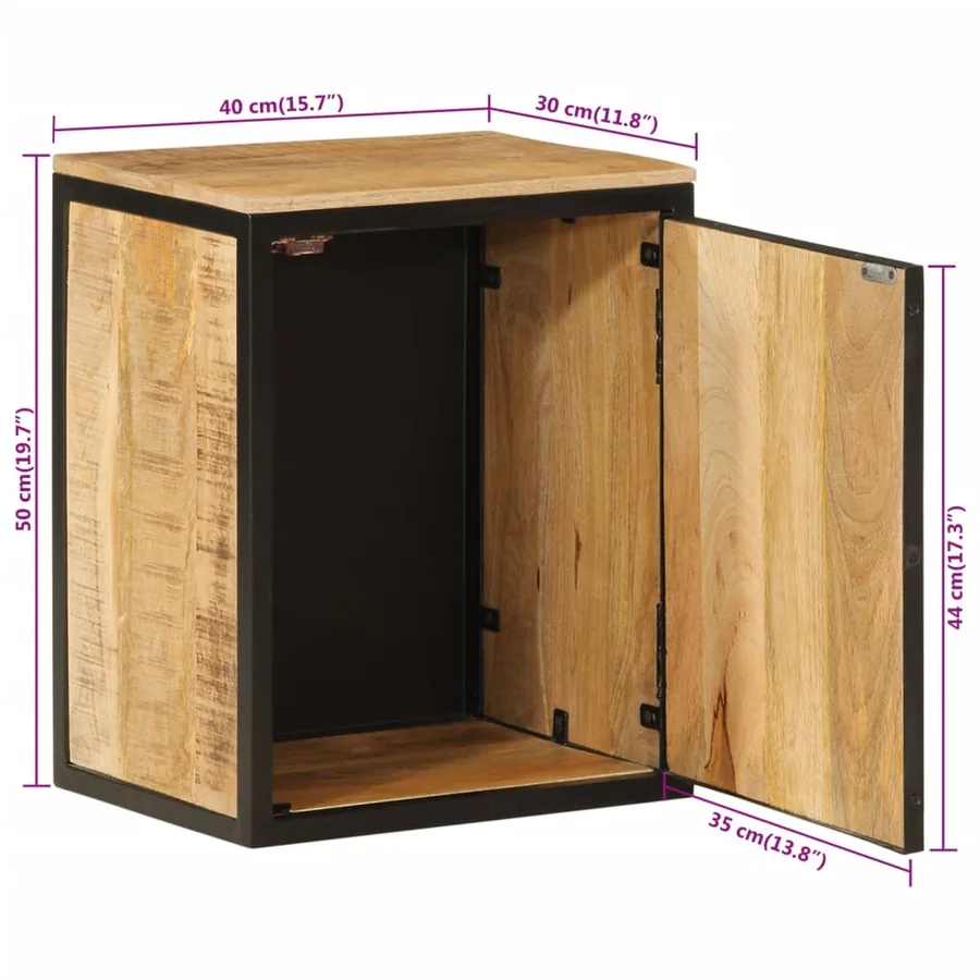 Armoire de salle de bain 40x30x50cm bois massif manguier et fer - 9