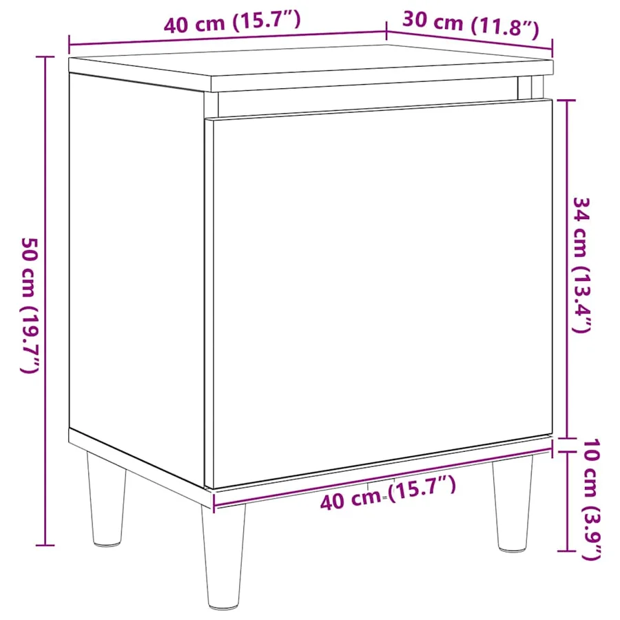 Cabinet de chevet Chêne noir 40 x 30 x 50 cm Bois d'ingénierie - 16
