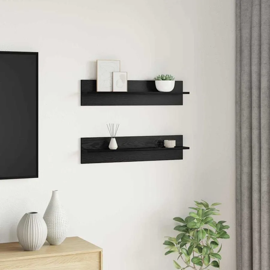 Étagère Murale avec étagère 2 pcs Chêne noir 80 x 11,5 x 18 cm - 4