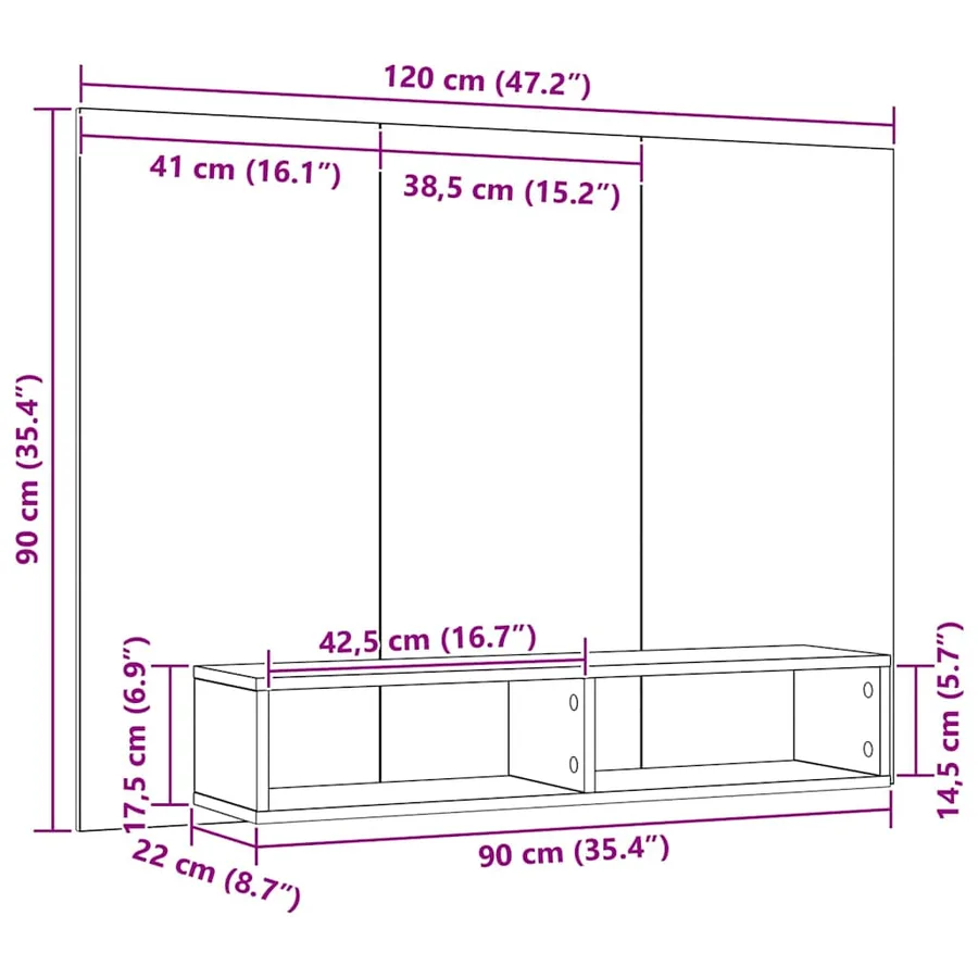 Ensemble meuble TV 120 x 23,5 x 90 cm Chêne artisanal - 11