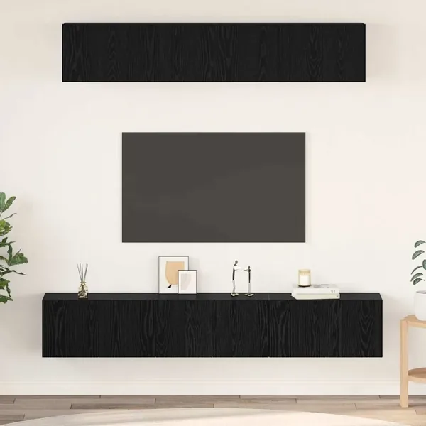 Ensemble meuble TV 5 pcs Chêne noir Bois d'ingénierie