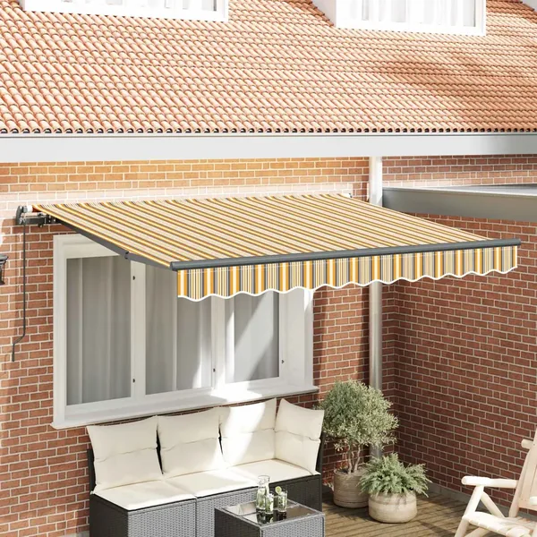 Auvent Rétractable Jaune et Gris 250 x 200 cm tissu