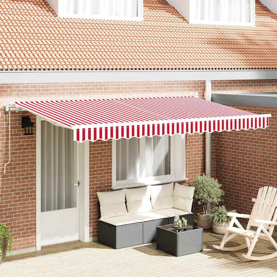 Auvent Rétractable Rouge 400 x 200 cm tissu