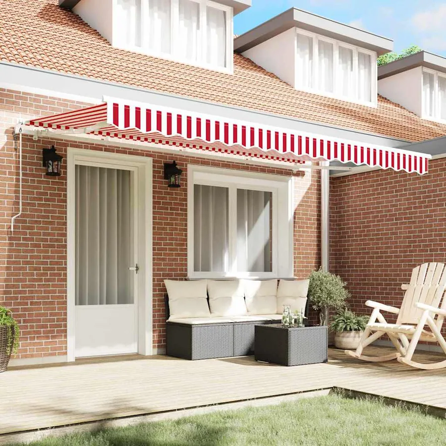 Auvent Rétractable Rouge 400 x 200 cm tissu - 3