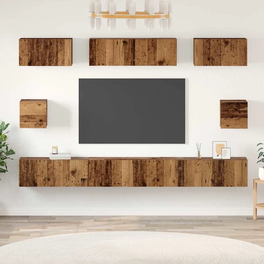 Ensemble meuble TV 8 pcs Bois Ancien Bois d'ingénierie