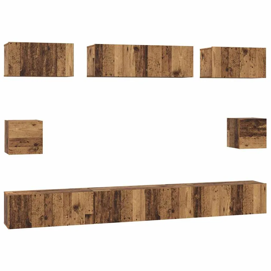 Ensemble meuble TV 8 pcs Bois Ancien Bois d'ingénierie - 2