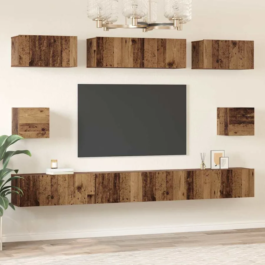 Ensemble meuble TV 8 pcs Bois Ancien Bois d'ingénierie - 4