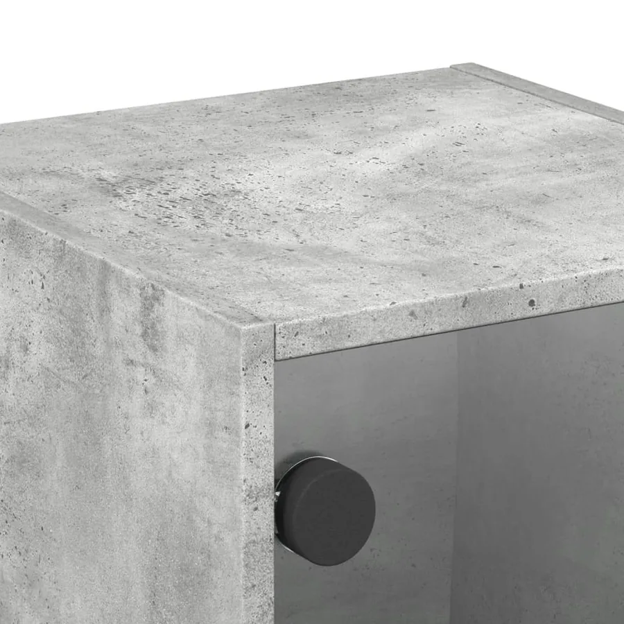 Tables de chevet et portes vitrées 2 pcs gris béton 35x37x35 cm - 10