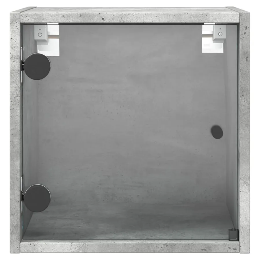 Tables de chevet et portes vitrées 2 pcs gris béton 35x37x35 cm - 7