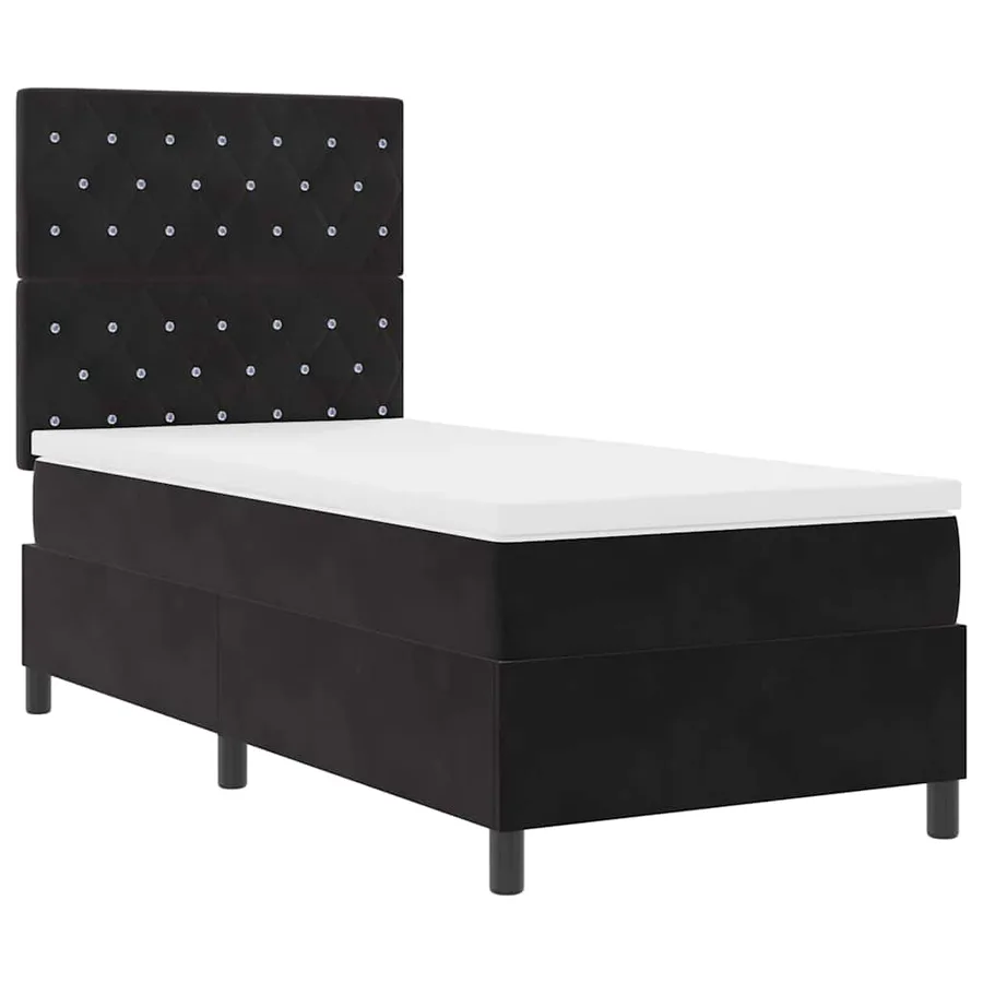 Lit à ressorts avec matelas Noir 100 x 200 cm Velours - 5