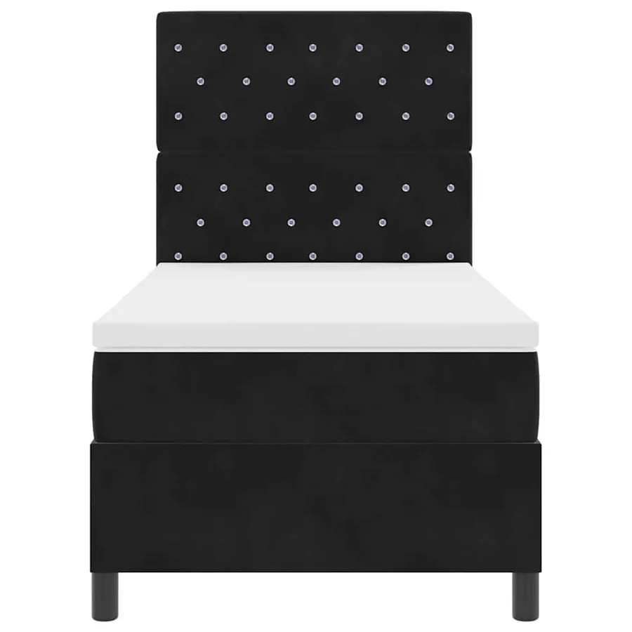 Lit à ressorts avec matelas Noir 100 x 200 cm Velours - 7