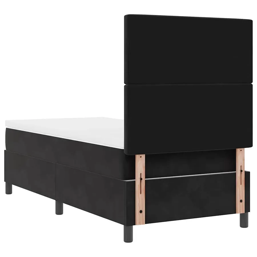 Lit à ressorts avec matelas Noir 100 x 200 cm Velours - 9