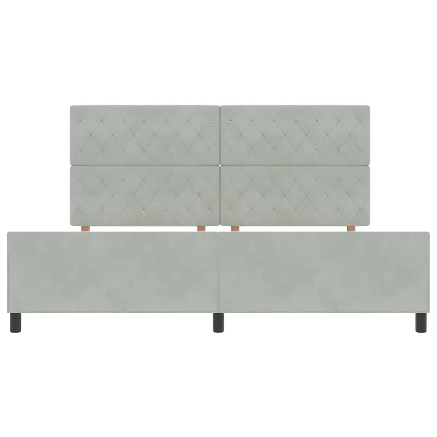 Lit à ressorts avec tête de lit Gris clair 200 x 200 cm Velours - 7