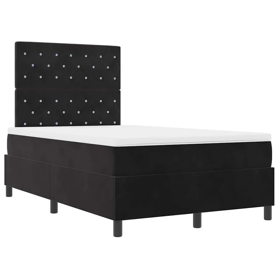 Lit à ressorts avec matelas Noir 120 x 200 cm Velours - 5