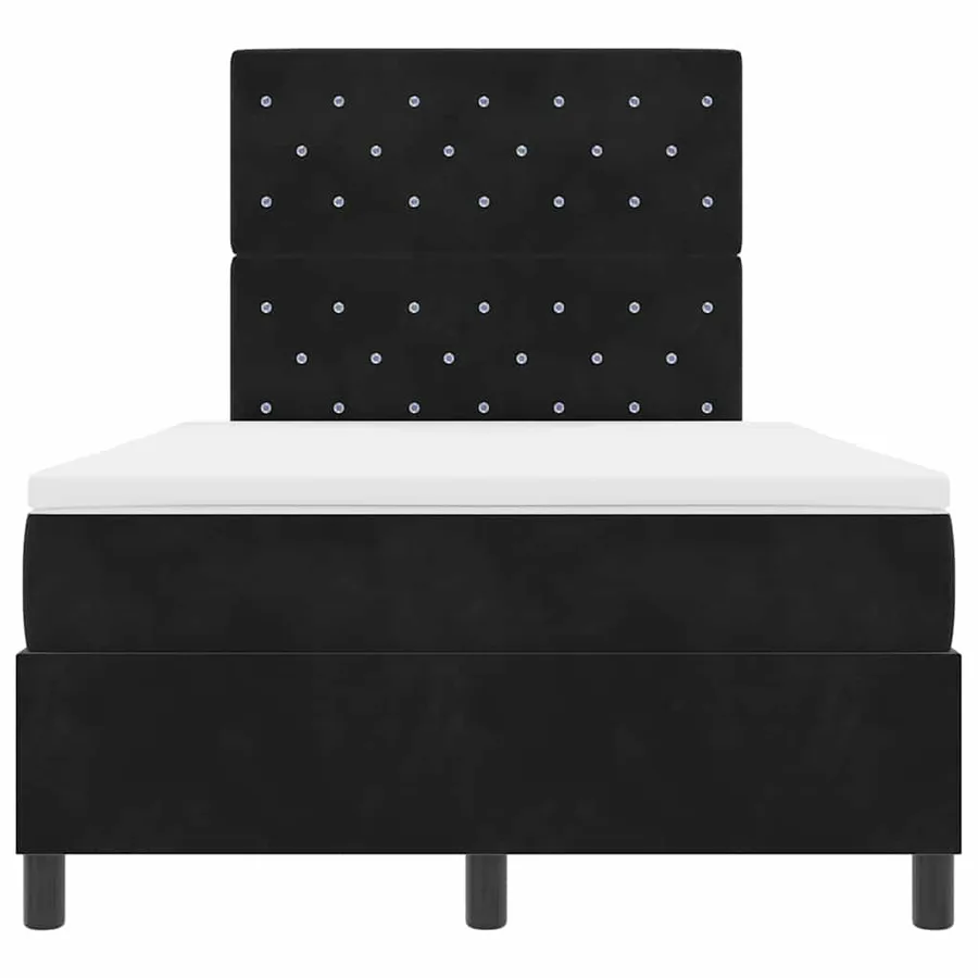 Lit à ressorts avec matelas Noir 120 x 200 cm Velours - 7