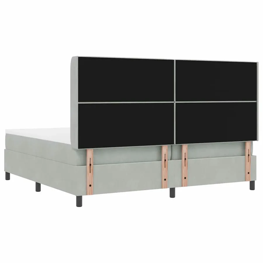 Lit à ressorts avec matelas Gris clair 200 x 200 cm Velours - 10