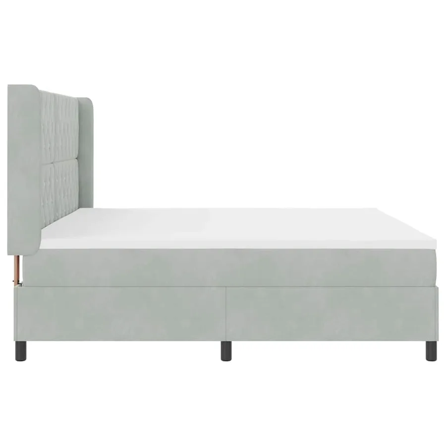 Lit à ressorts avec matelas Gris clair 200 x 200 cm Velours - 9