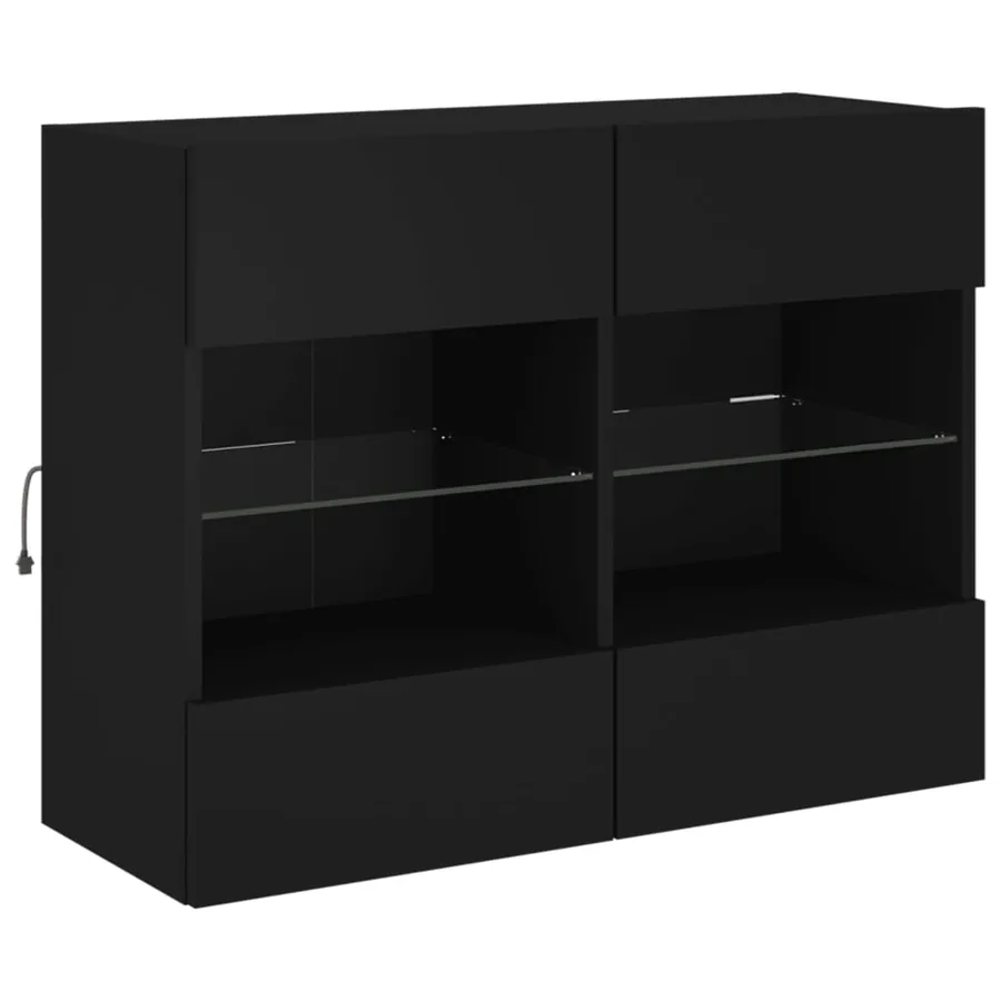 Meuble TV mural avec lumières LED noir 78,5x30x60,5 cm - 5