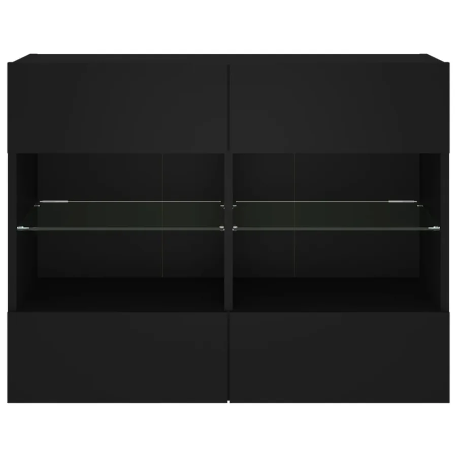 Meuble TV mural avec lumières LED noir 78,5x30x60,5 cm - 6