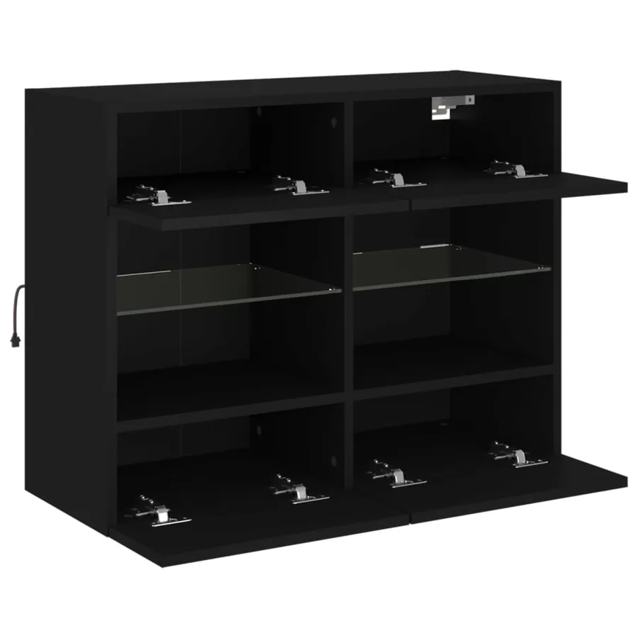 Meuble TV mural avec lumières LED noir 78,5x30x60,5 cm - 7