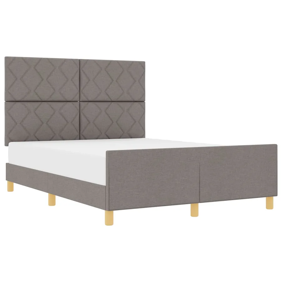 Cadre de lit avec tête de lit Taupe 160 x 200 cm tissu - 2
