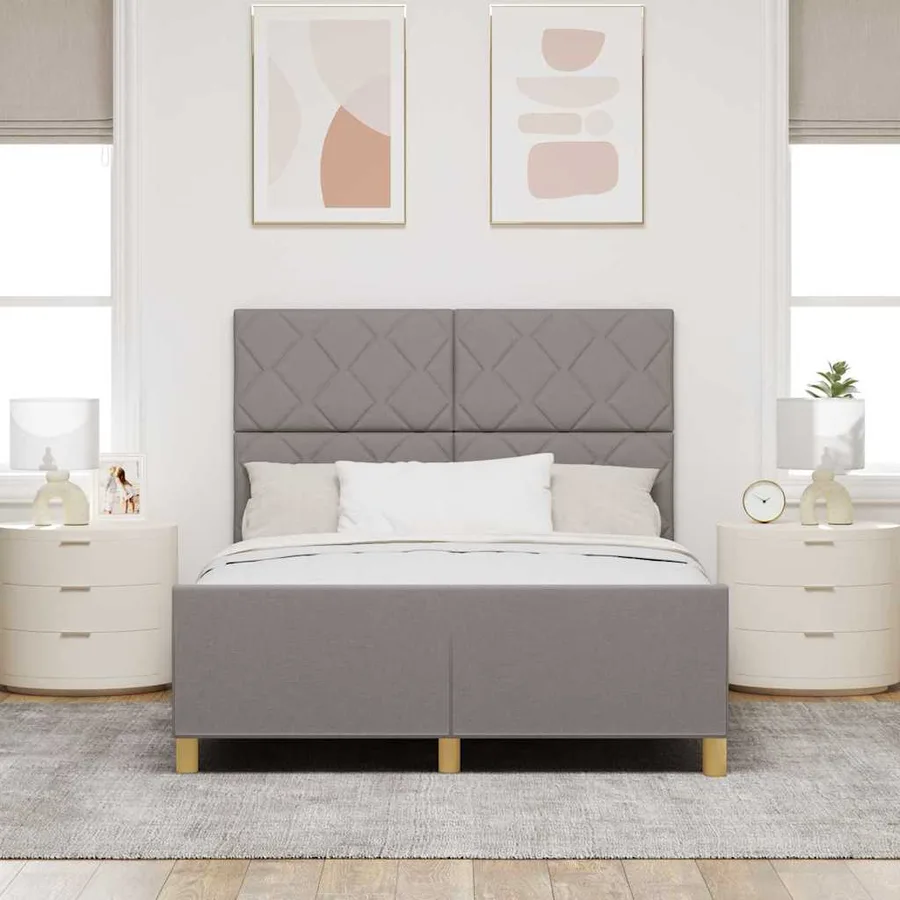 Cadre de lit avec tête de lit Taupe 160 x 200 cm tissu - 3