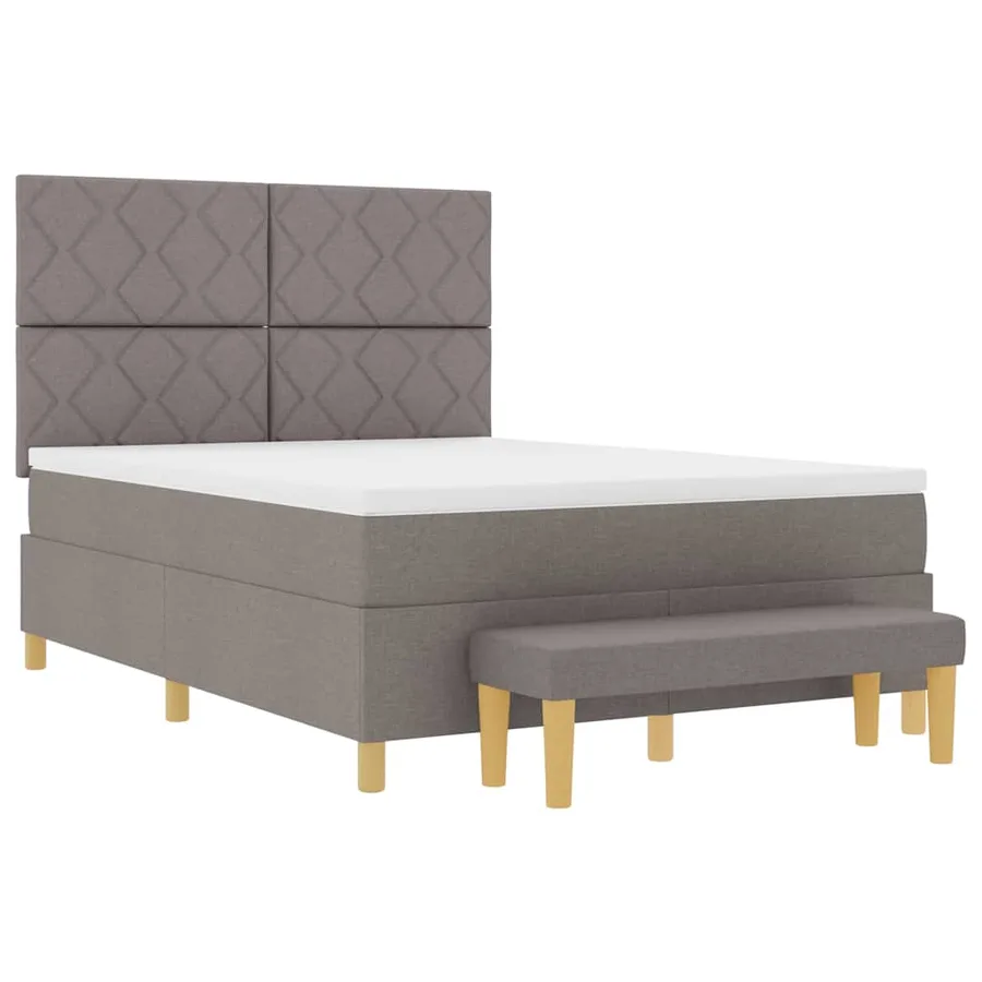 Lit à ressorts avec tête de lit Taupe 200 x 160 cm tissu - 4