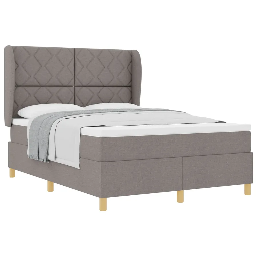 Lit à ressorts avec tête de lit Taupe 200 x 160 cm tissu - 2