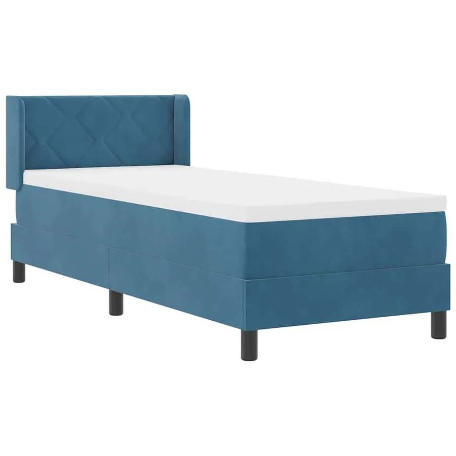 Lit à ressorts avec tête de lit Bleu foncé 200 x 80 cm Velours - 6