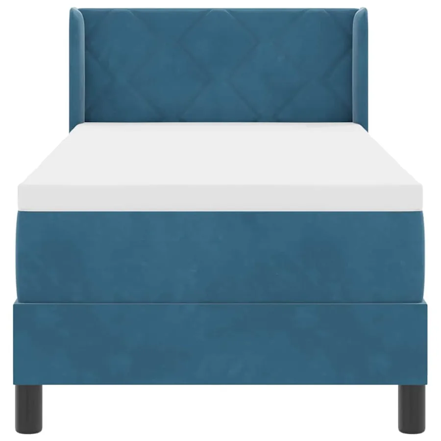 Lit à ressorts avec tête de lit Bleu foncé 200 x 80 cm Velours - 7