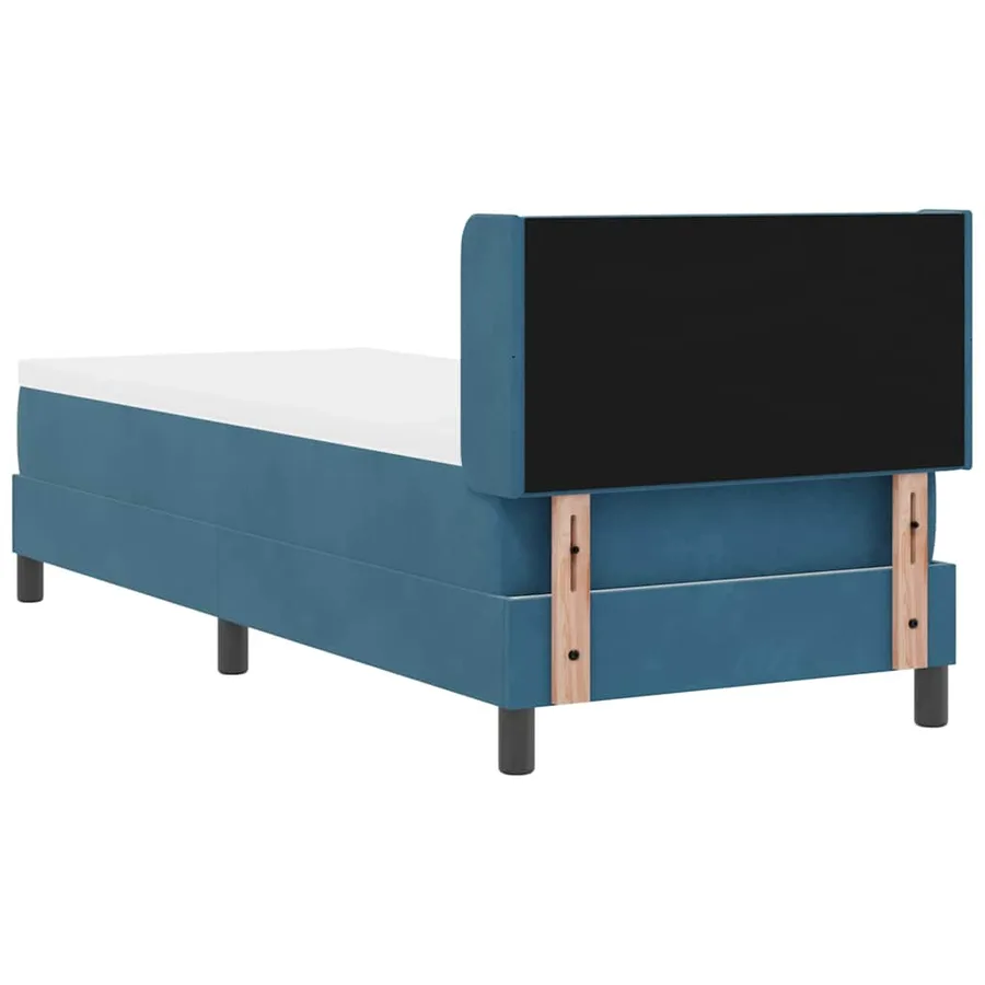 Lit à ressorts avec tête de lit Bleu foncé 200 x 80 cm Velours - 9