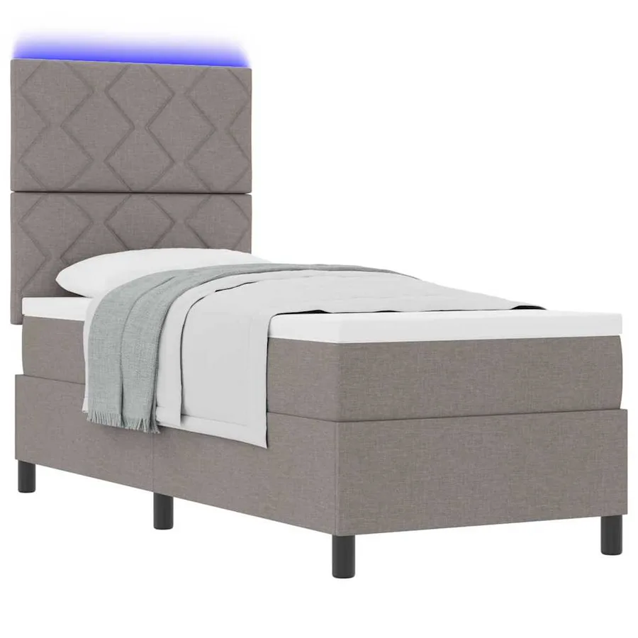 Lit à ressorts avec bandes LED Taupe 80 x 200 cm tissu - 3
