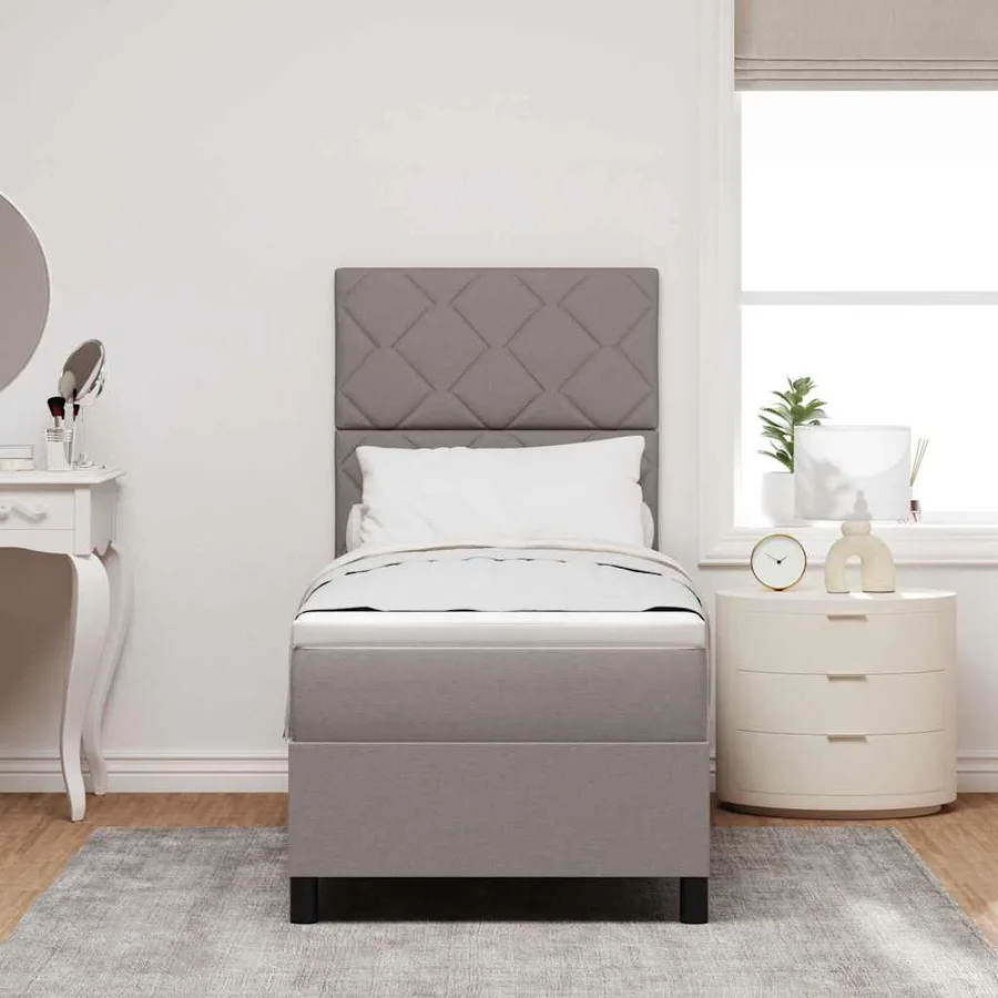 Lit à ressorts avec bandes LED Taupe 80 x 200 cm tissu - 4