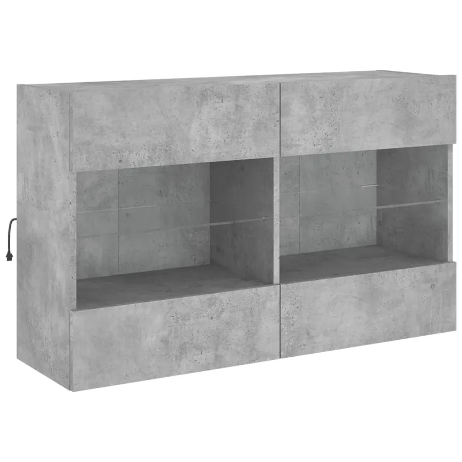 Meuble TV mural avec lumières LED gris béton 98,5x30x60,5 cm - 5