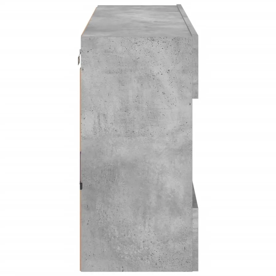 Meuble TV mural avec lumières LED gris béton 98,5x30x60,5 cm - 9
