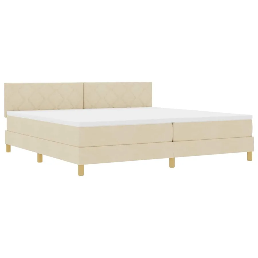 Lit à ressorts avec coussin Crème 200 x 200 cm tissu - 4