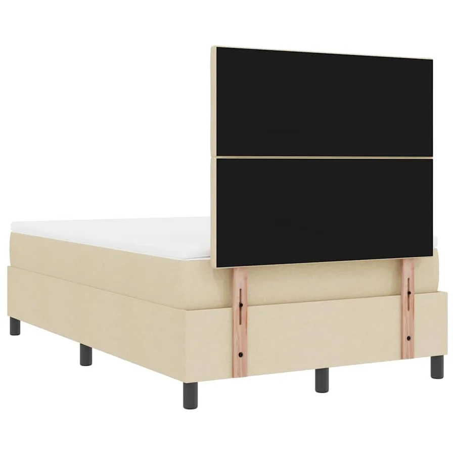 Lit à ressorts avec tête de lit Crème 120 x 190 cm tissu - 9