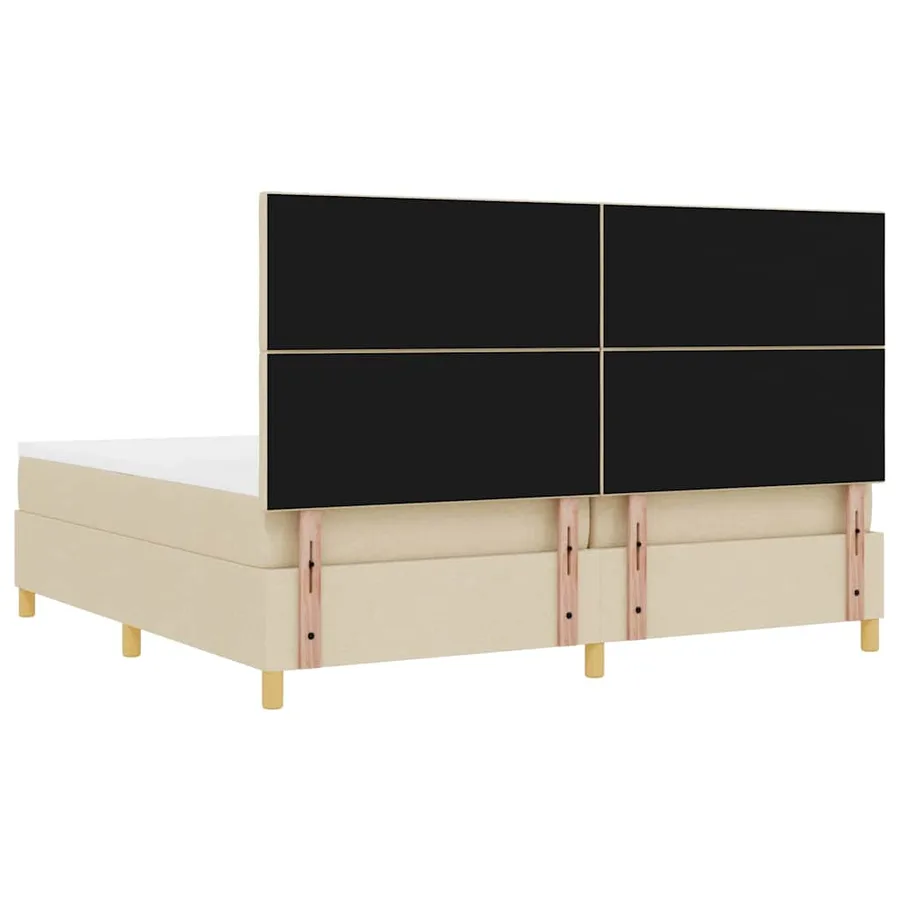 Lit à ressort LED avec tête de lit Crème 200 x 200 cm tissu - 10