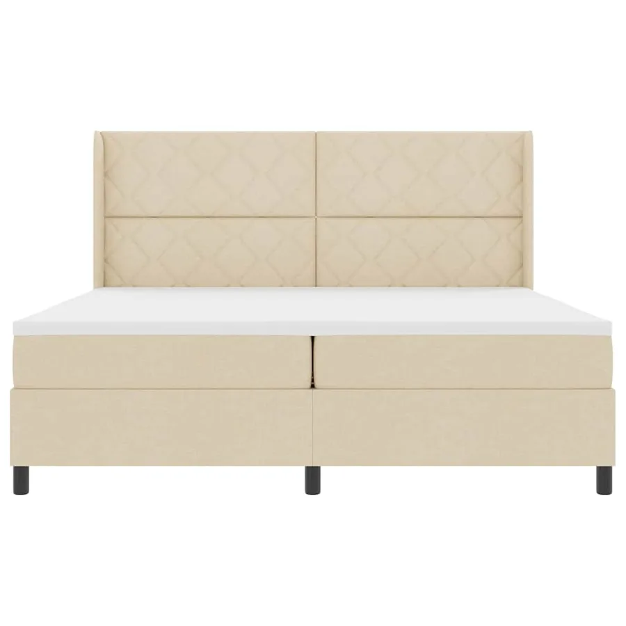 Lit à ressorts avec coussin Crème 200 x 200 cm tissu - 7