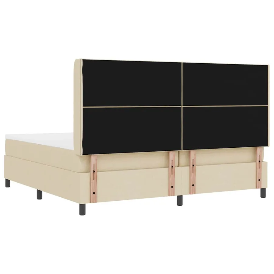 Lit à ressorts avec coussin Crème 200 x 200 cm tissu - 9
